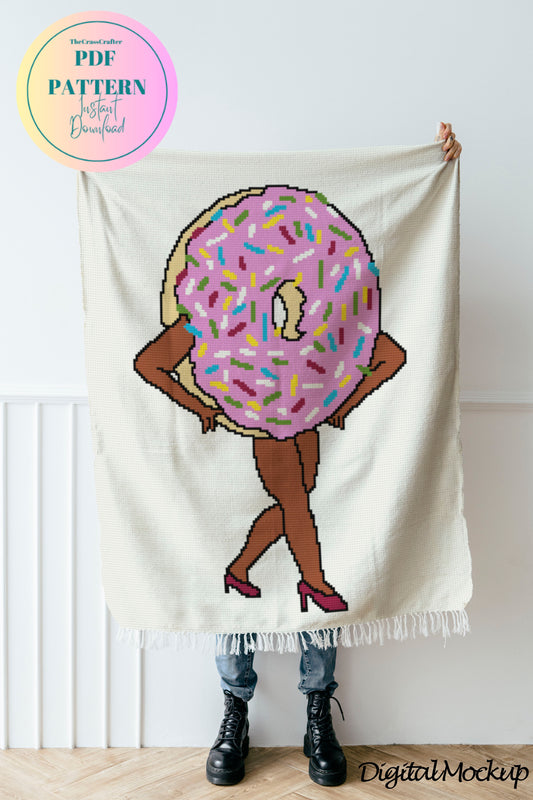 Sexy Pink Donut Lady/Single Crochet Graph and Written